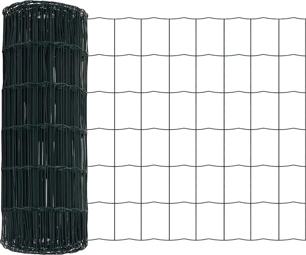 vidaXL Gard Euro Verde 0,8 x 25 m Fier acoperit cu PVC