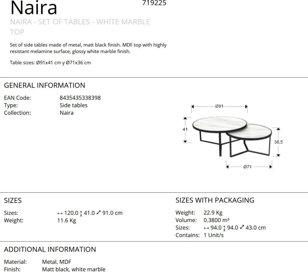 Set de 2 Masute de cafea design modern Naira
