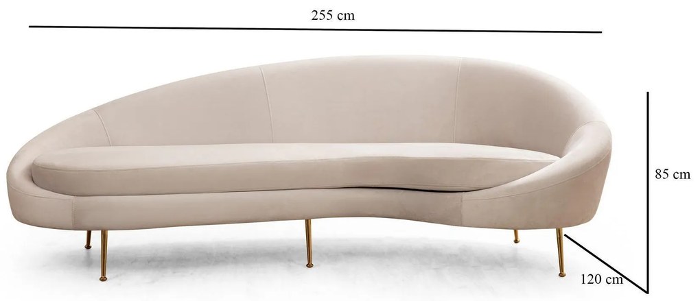 Canapea Fixa cu 3 locuri Eses Stanga - Dreapta, Bej, 255 x 85 x 120 cm