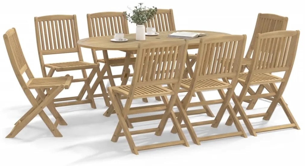 vidaXL Set mobilier de grădină, 9 piese, lemn masiv de acacia