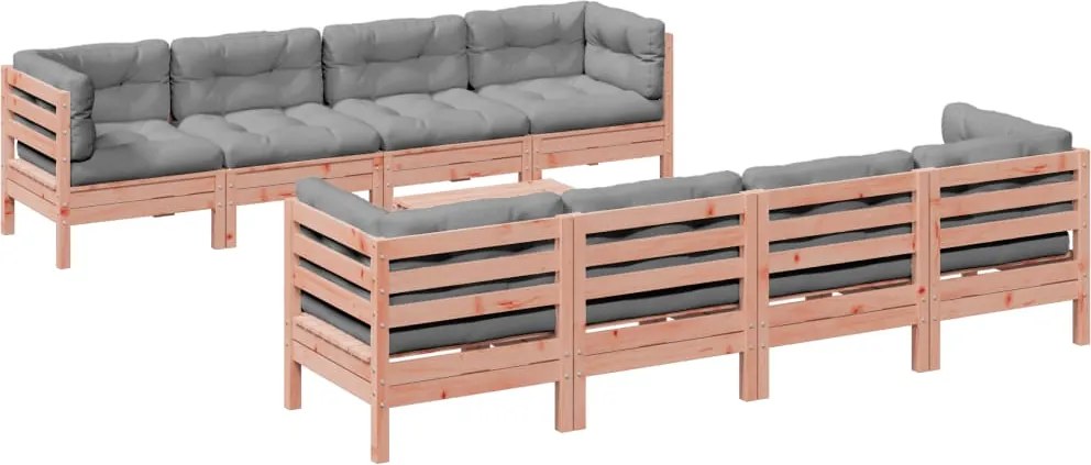 vidaXL Set canapele grădină cu perne, 9 piese, lemn masiv brad douglas