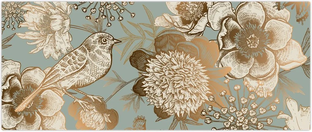 Tablou - Flori aurii (120x50 cm)