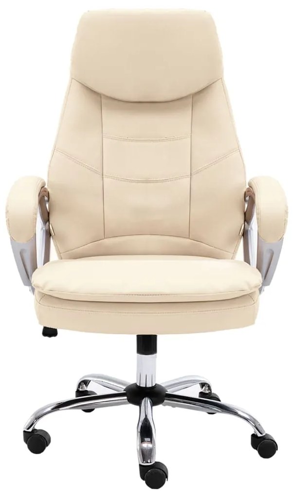 20564 vidaXL Scaun de birou, crem, piele naturală