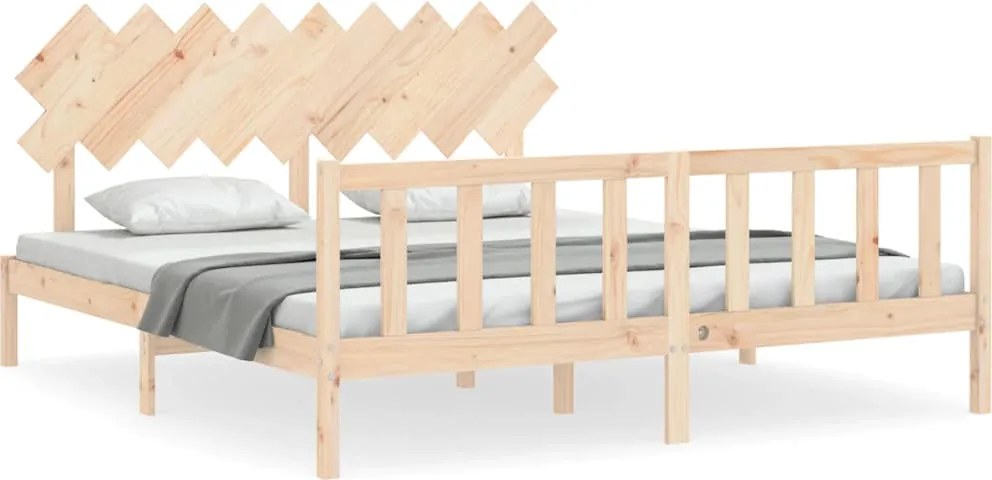 vidaXL Cadru de pat cu tăblie Super King Size, lemn masiv