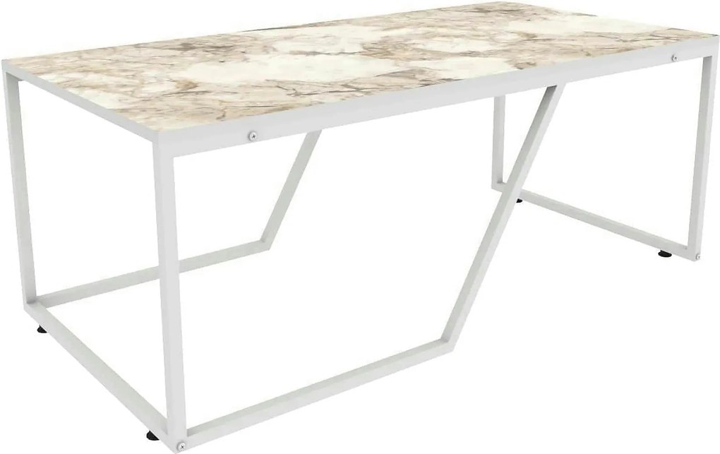 Masuta cafea Wendy, alb cu efect de marmura, PAL melaminat, 120x60x48