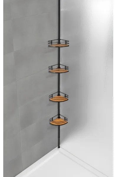 WENKO 24756100-Poliță de colț DOLCEDO 31x20 cm inox/negru/maro