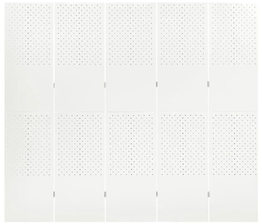 Paravane de camera cu 5 panouri,2 buc.,alb, 200x180 cm, otel Alb, 200 x 180 cm, 2