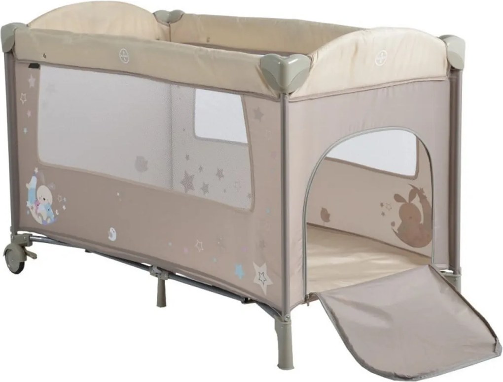 Patut pliant transformabil in tarc copii NOVOKIDS™ Sleepy NEST, 60X120 cm, 2 Niveluri, Masa infasat, Jucarie Carusel cu jucarii din plus, Fermoar