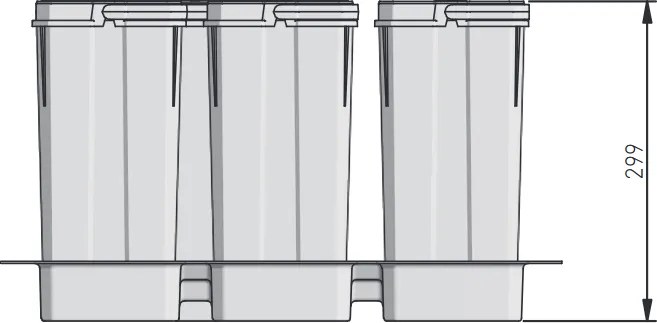 Cos gunoi incorporabil in sertar, GTV Axispace, colectare selectiva, pentru corp de 600 mm, gri antracit, 3 x 7 l + 1 x 15 l Plastic, Gri antracit,