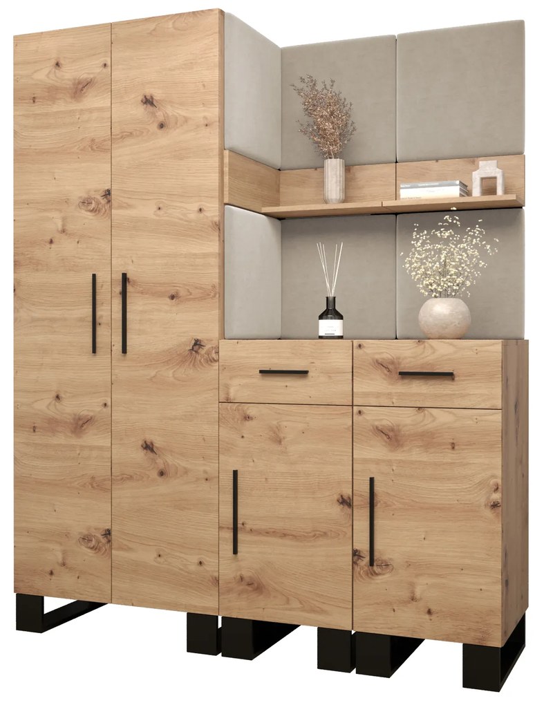 Set mobilier pentru hol Amanda 7 (Stejar artisan + bej). 1085911