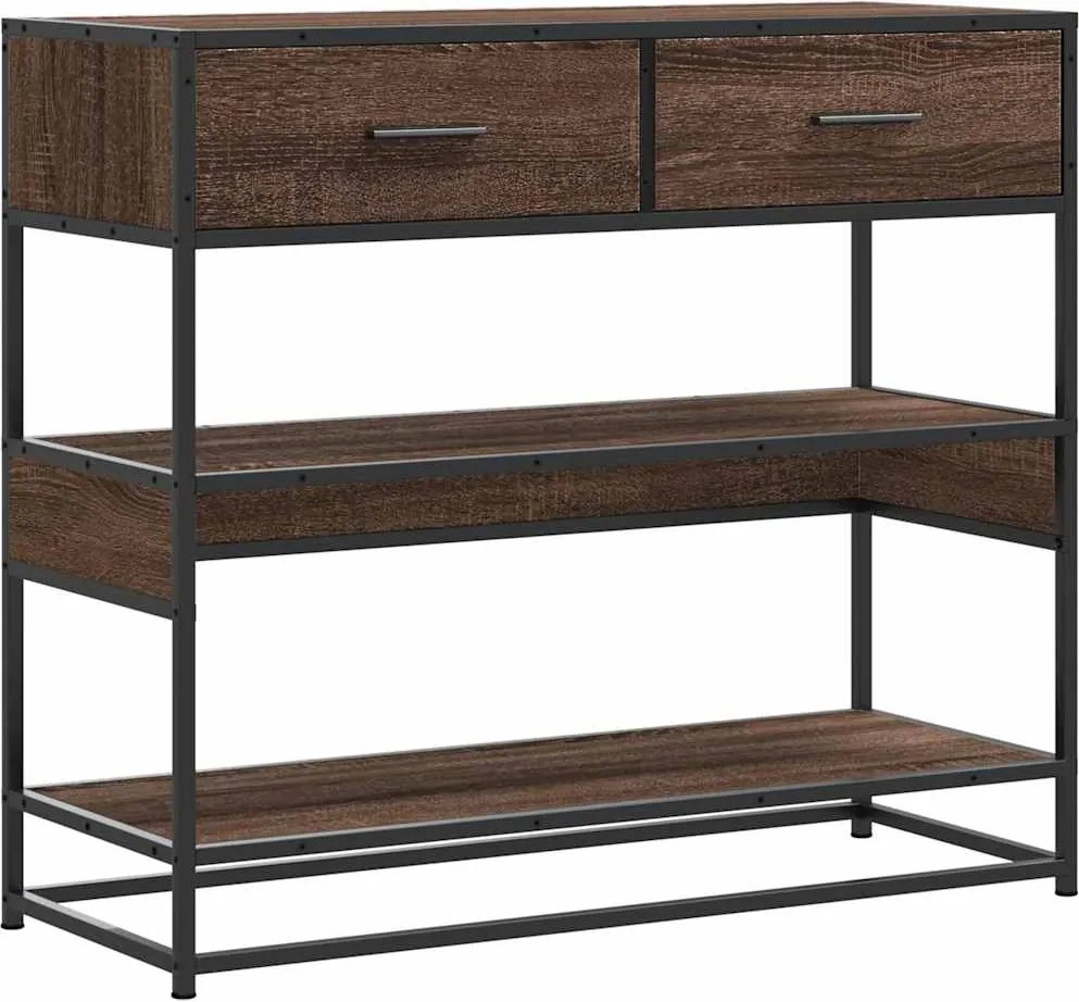 vidaXL Măsuță consolă, stejar maro, 90x35x80 cm, lemn prelucrat