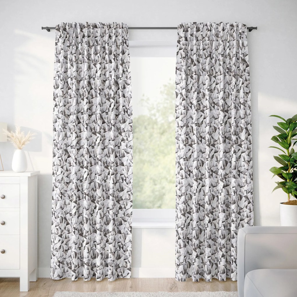 Goldea draperie decorativă loneta - forme gri 280x140 cm