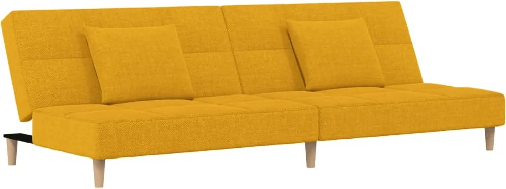 vidaXL Canapea extensibilă cu 2 locuri, 2 perne, galben, textil