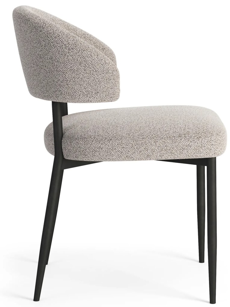 MAZZONI EXPORT IRIS Bej Latte (material Monza 60) - SCAUN MODERN TAPIȚAT BOUCLÉ PENTRU SALON/SUFRAGERIE LOFT