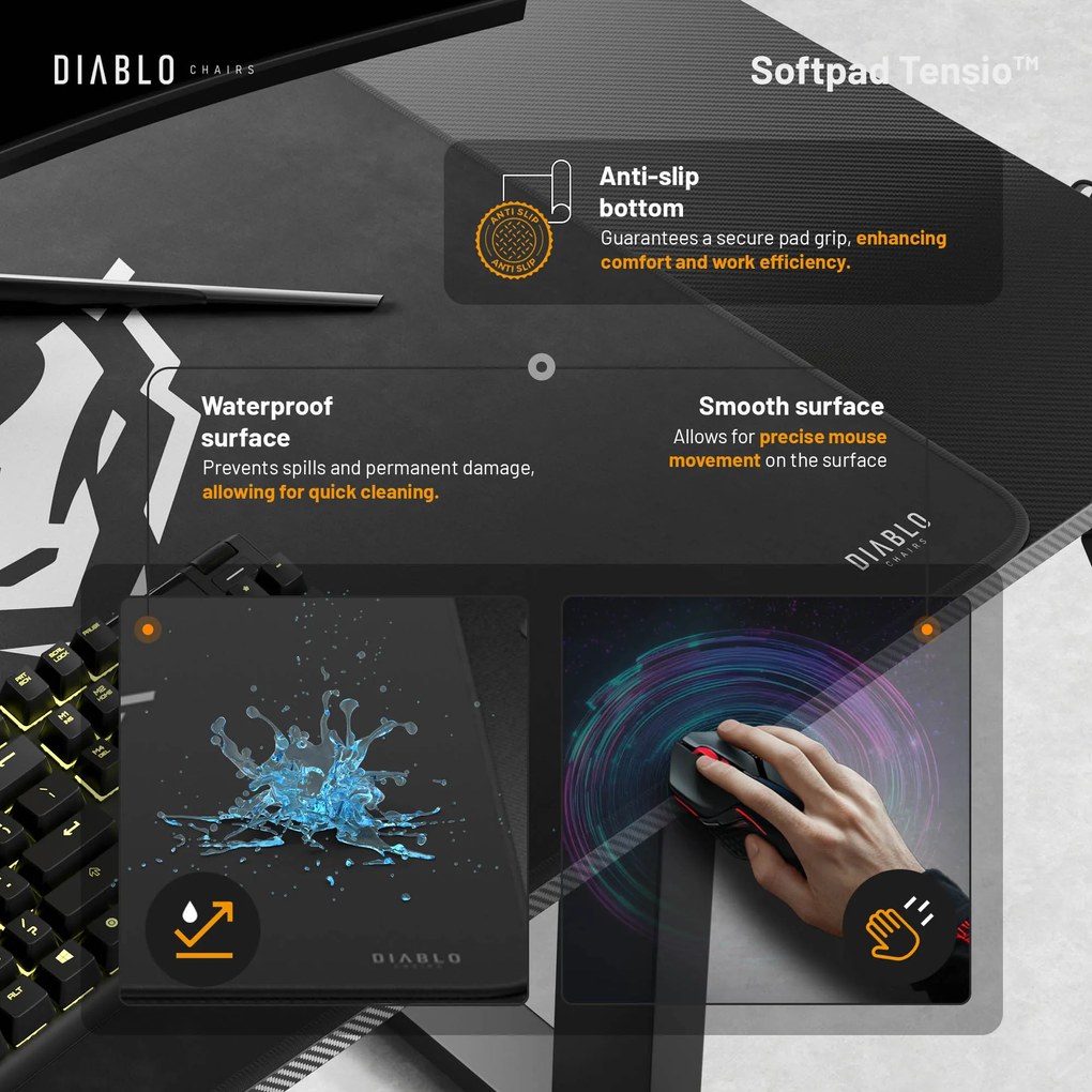 Birou reglabil pe înălțime Diablo X-Tensio 1100 negru