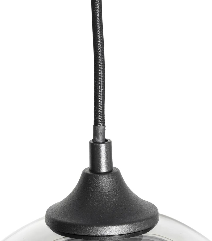 Lampă pendantă inteligentă neagră cu sticlă fumurie incluzând 8 becuri WiFi G95 - Sandra