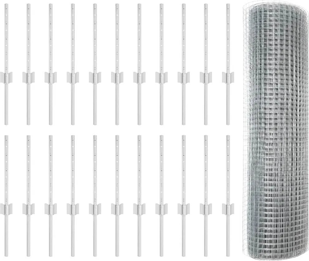 vidaXL Gard cu Stâlp Argintiu 0,4 x 50 m Oțel