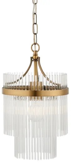 Endon 112572 - Candelabru suspendat pe lanț MARIETTA 1xE27/10W/230V, alamă/sticlă clară