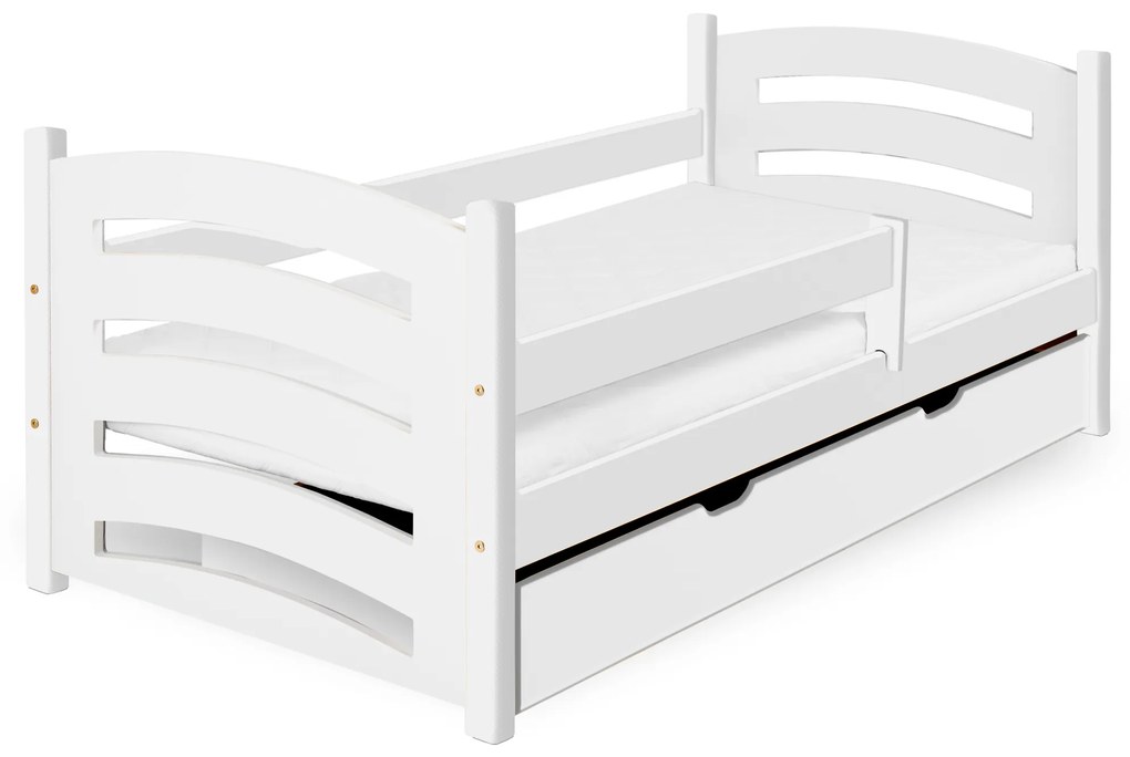 Pat pentru copii MELA 80 x 160 cm, alb Saltele: Matrace EASYSOFT 10 cm, Somiera pat: Fara somiera