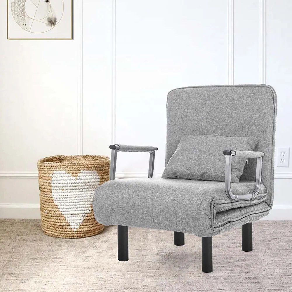 Fotoliu pat 2 in 1-gri deschis