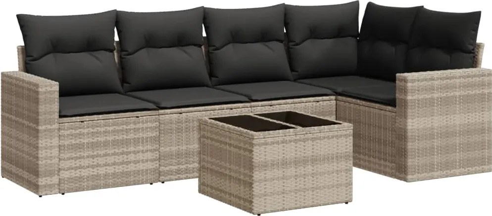 vidaXL Set canapele de grădină cu perne, 6 piese gri deschis poliratan