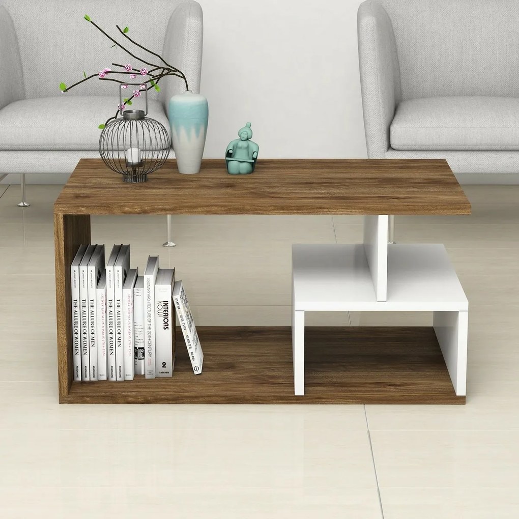Măsuță de cafea Arte White and Dark Walnut