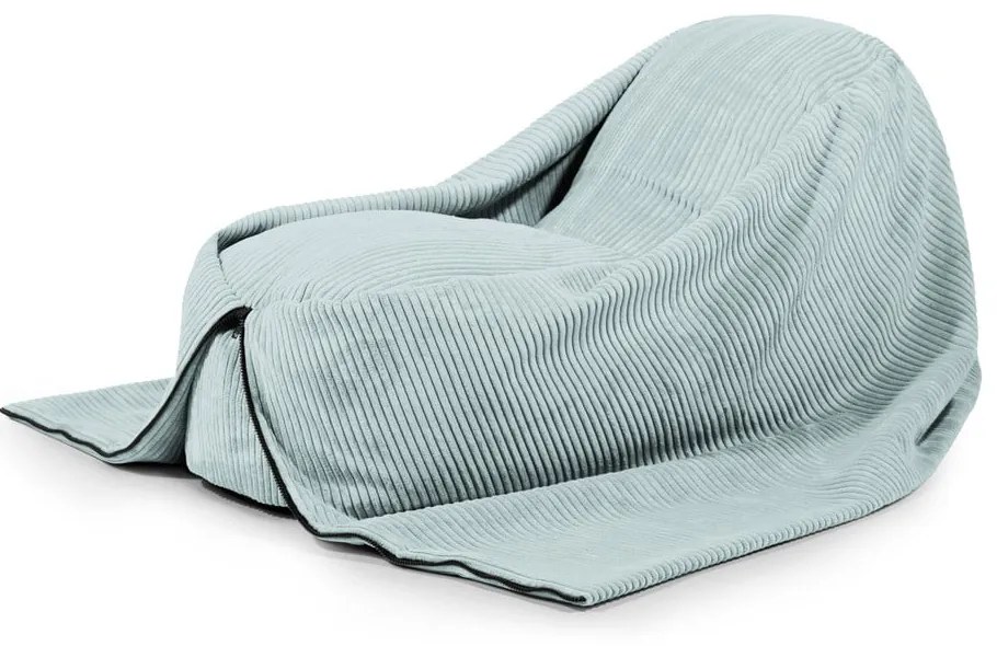 Fotoliu puf pentru copii verde mentă cu tapițerie din catifea reiată Cocoon 120 – SLOWDOWN