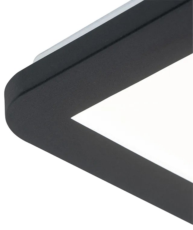 Plafoniera neagra 40 cm incl. LED cu dimmer 3 trepte IP44 - Steve