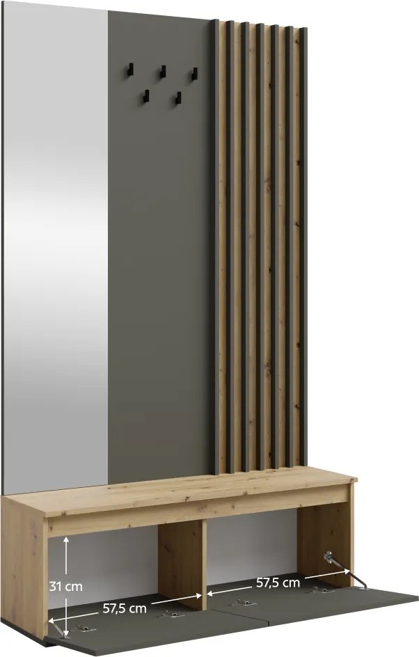 Set pentru hol, grafit/stejar artisan, DERIS
