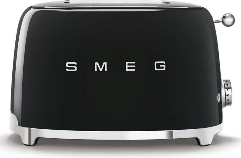 Prajitor de paine SMEG 50's Style TSF01BLEU, 950 W, 2 felii, 6 trepte, Tava pentru firimituri, Cablu integrat, Otel inoxidabil, Negru