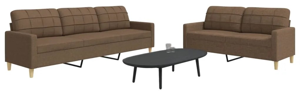 vidaXL Set de canapele, 2 piese, maro, textil