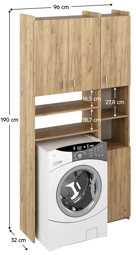 Dulap deasupra mașinii de spălat MIRALI, stejar artisan
