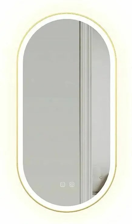 Oglinda cu iluminare Led Tutumi OVL 50x100 cm brush gold