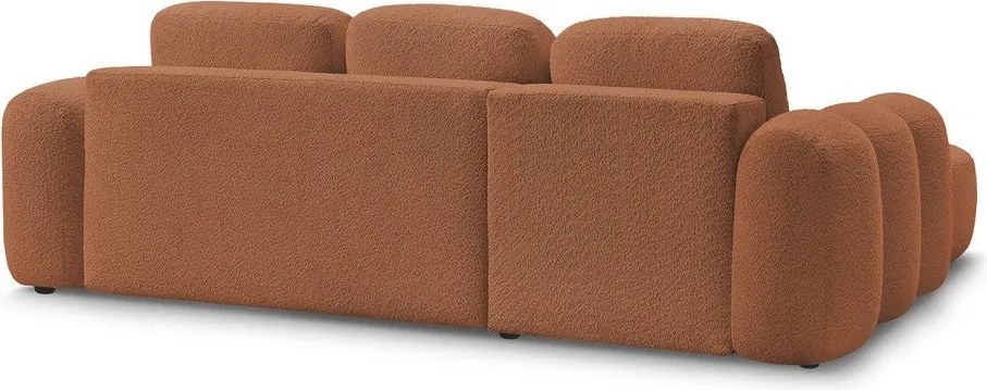 Colțar portocaliu extensibil/cu spațiu de depozitare cu tapițerie din țesătură bouclé (cu colț pe partea stângă/cu șezlong) Montaigne – Bobochic Paris