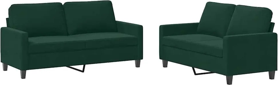 vidaXL Set de canapele cu perne, 2 piese, verde închis, catifea