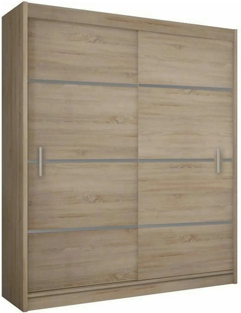 Dulap MERINA, PAL, stejar sonoma/gri, PAL melaminat, cu 2 usi, 150x60x