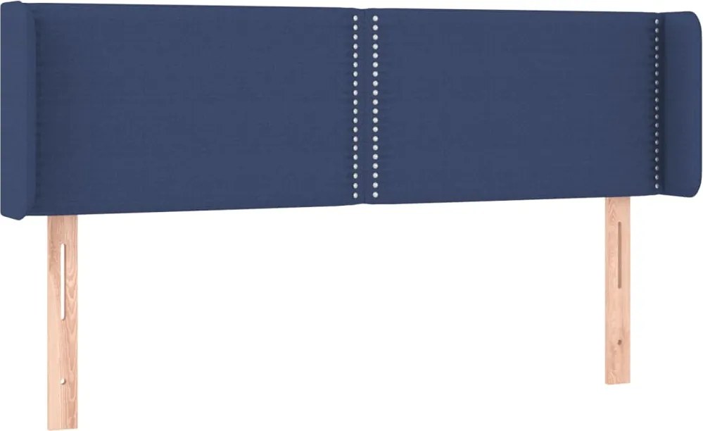 vidaXL Tăblie de pat cu aripioare, albastru, 147x16x78/88 cm textil