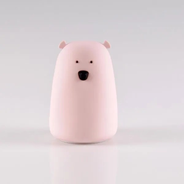 Lampă LED RGB pentru copii BEAR, tactilă, 0,8W, 5V, roz + USB
