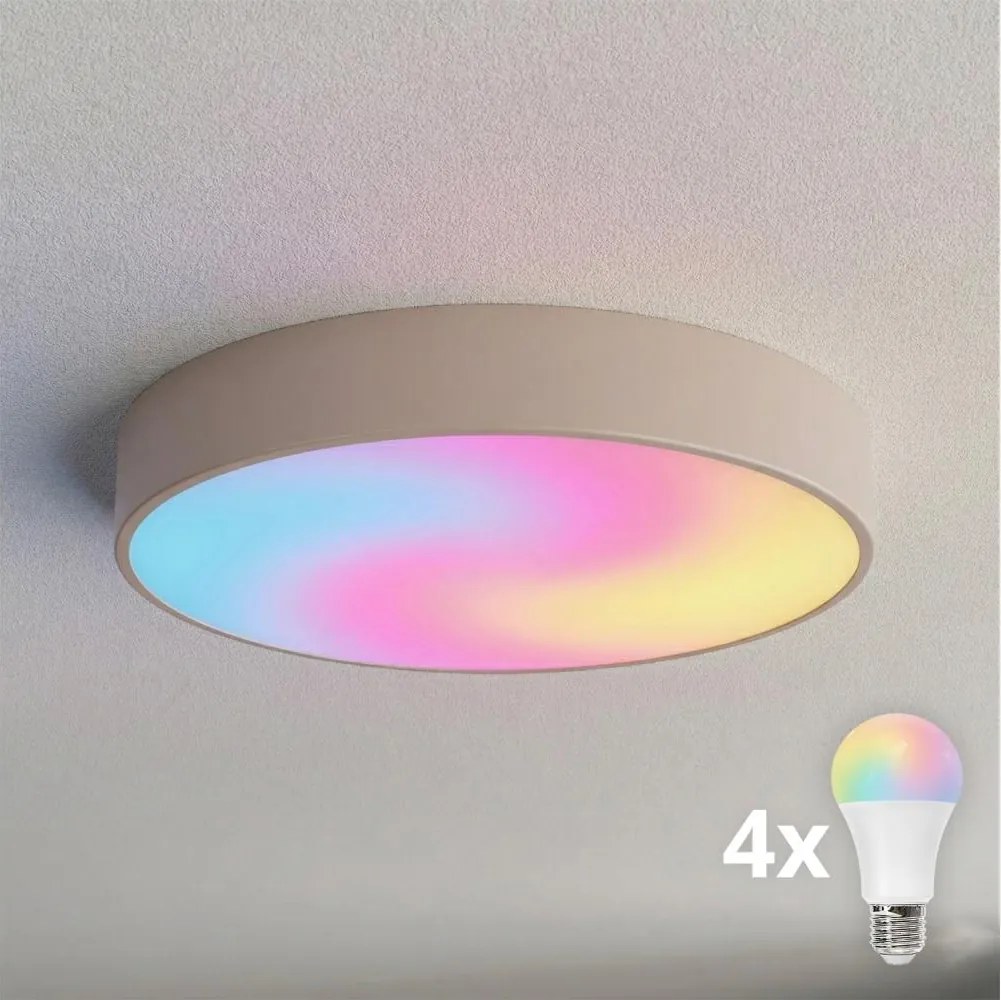 BRILAGI - Plafonieră LED RGBW reglabilă CLARE, 4x E27/12W/230V, Wi‑Fi, bej