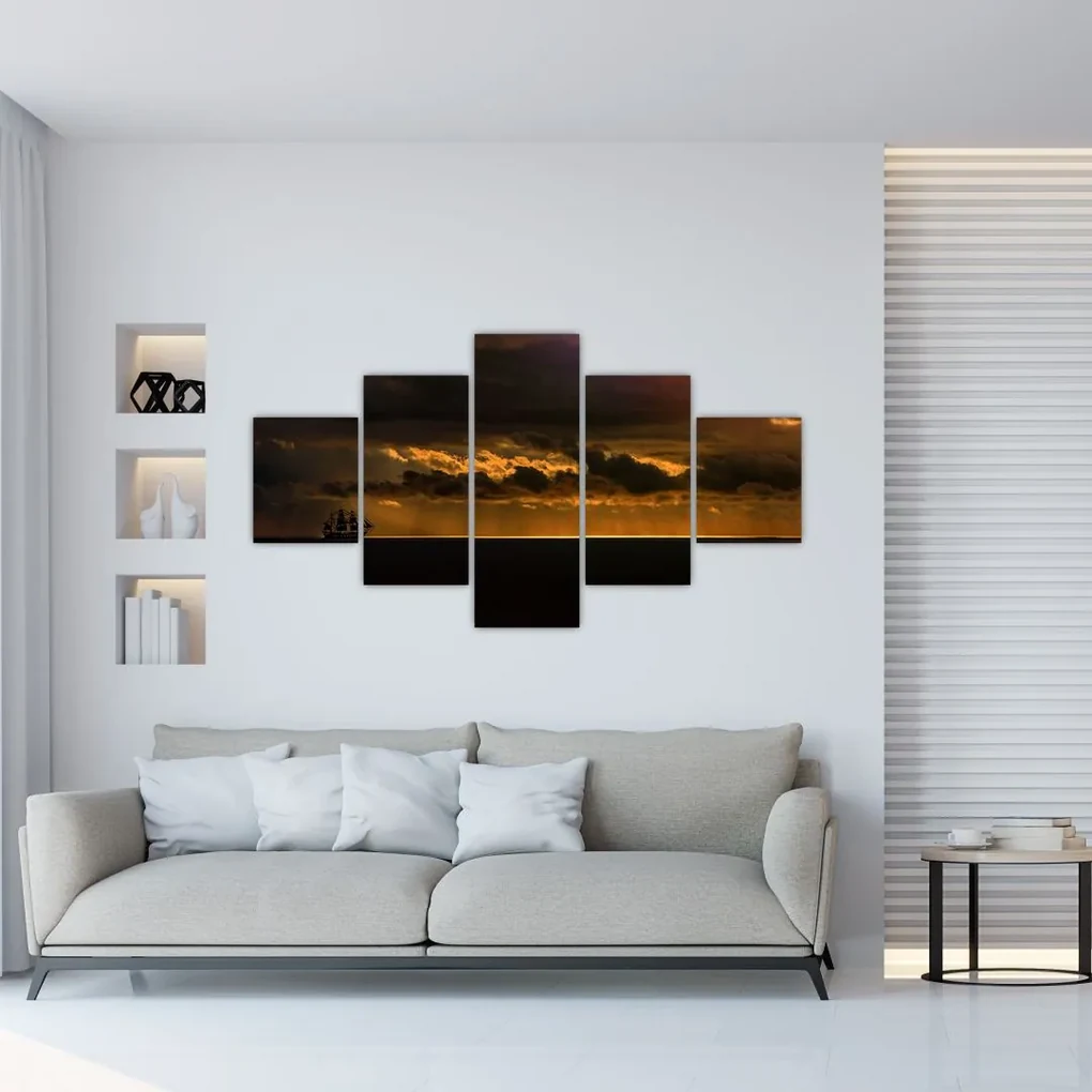 Tablou unei vele  în apus de soare (125x70 cm), în 40 de alte dimensiuni noi