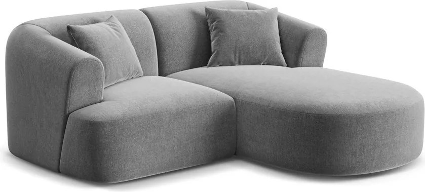 Colțar gri deschis cu tapițerie din catifea (cu colț pe partea dreaptă/cu șezlong) Campi – Cosmopolitan Design