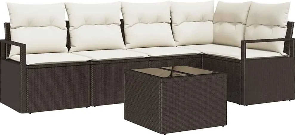 vidaXL Set de canapea cu pernă 6 pcs Maro poliratan