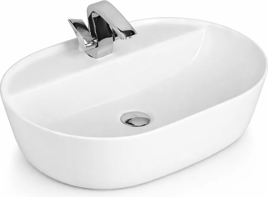 MONTERO 60 || Lavoar montat pe blat, ceramică, alb, rotunjit