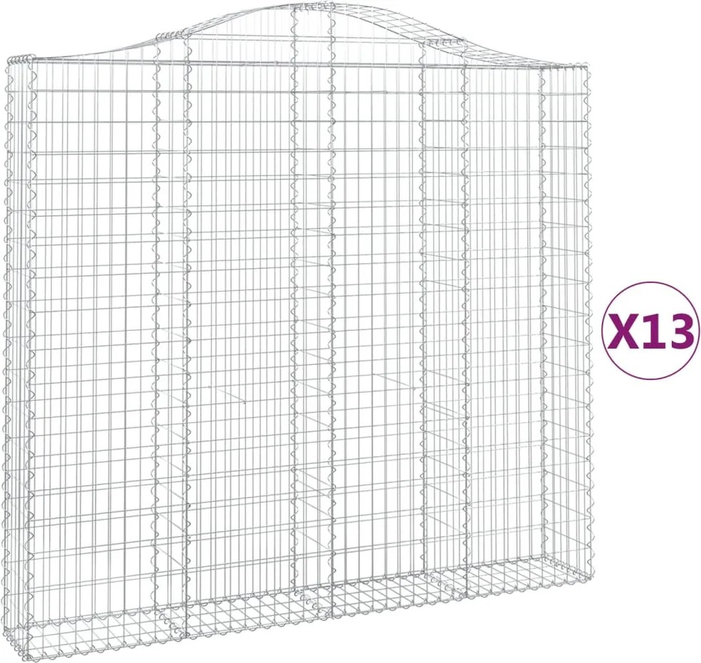 vidaXL Coșuri gabion arcuite 13 buc, 200x30x180/200cm, fier galvanizat