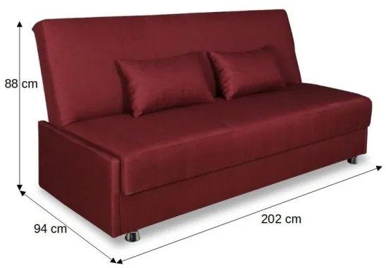 Canapea Extensibila Cu Lada Depozitare Ischia, Rosu, 202 x 88 x 94 Cm