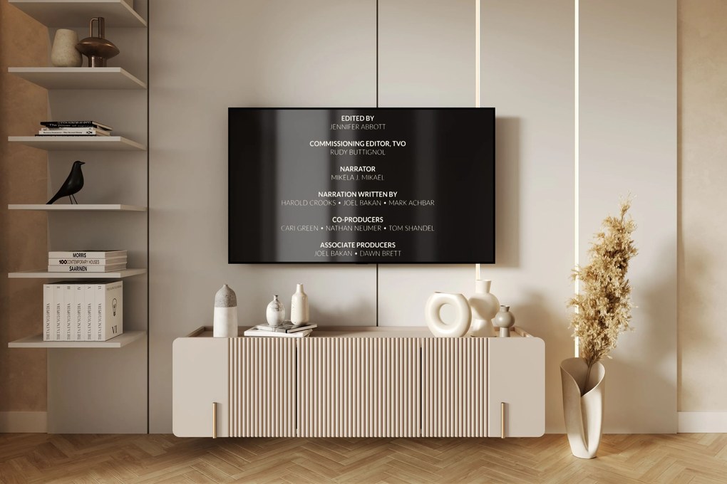 Dulap TV Malmi 150 cm suspendată - cașmir / auriu