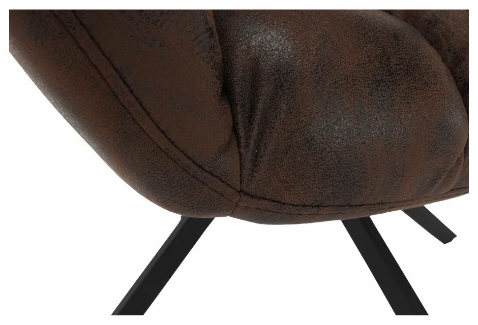 Fotoliu de design rotativ, maro ţesătură cu efect de piele întoarsă/negru, KOMODO