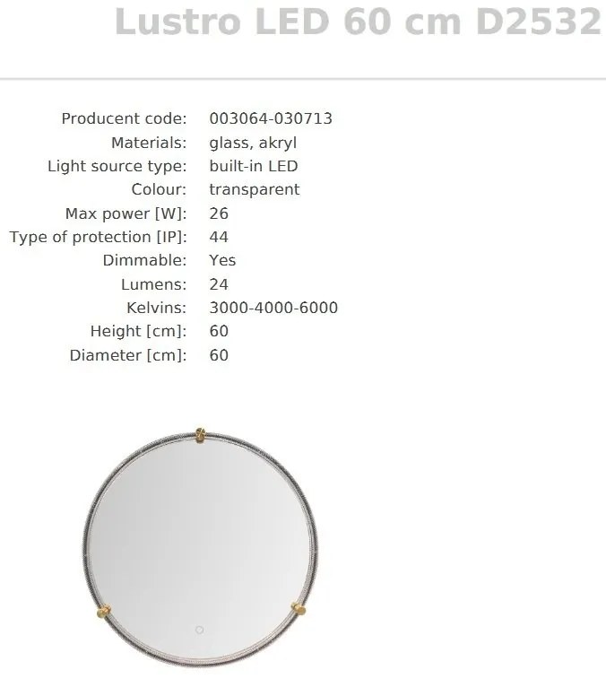 Oglinda baie cu iluminat LED IP44 Mirror LED 60cm