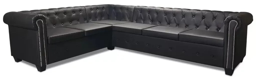 Coltar canapea Chesterfield 6 locuri,Negru