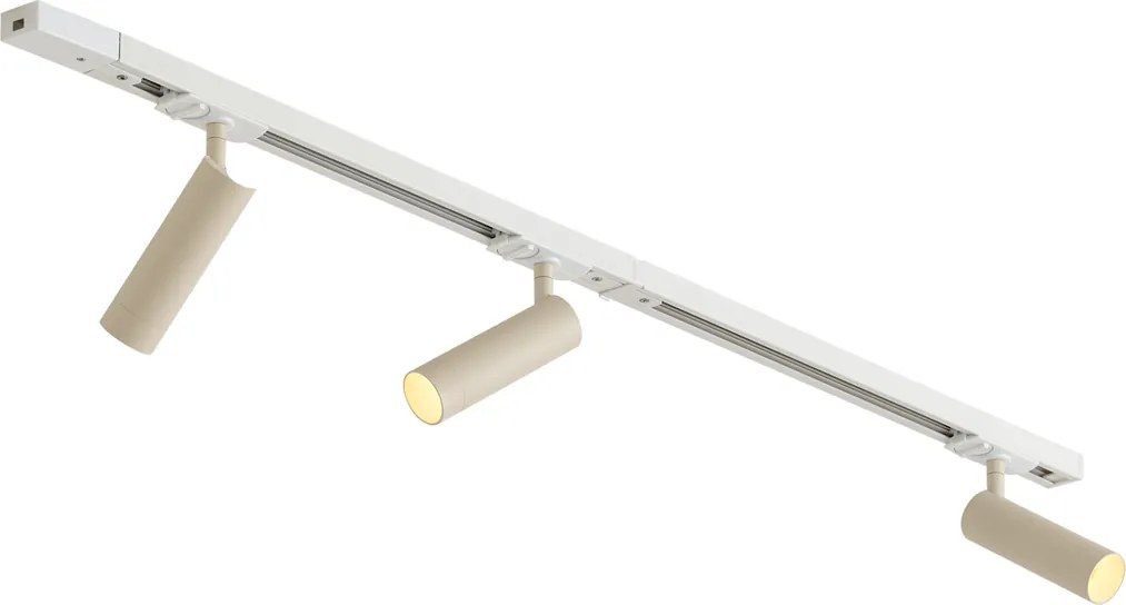 Sistem de iluminat cu șină modern cu 3 spoturi alb cu bej monofazat GU10 35mm - Iconic Jeana Luxe